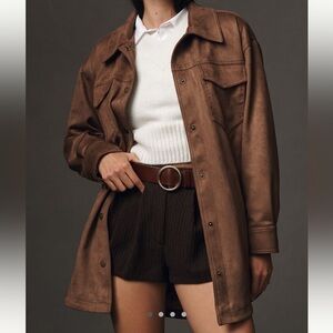 NEW NWT Anthropologie Pilcro The Tillie Relaxed Faux-Suede Shacket M